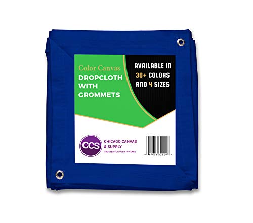 CCS Canvas Drop Cloth with Grommets – Heavy Duty Cotton Duck Cloth Tarp for Curtains, Backdrops, Painting – Washable & Reusable Floor Cover, Dust Sheet for Furniture (Royal Blue, 8x10 Ft) - color: Royal Blue, size: 8 by 10 Feet