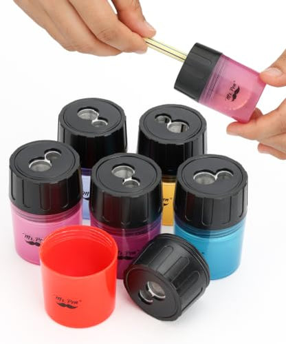 Mr. Pen- Manual Pencil Sharpener, 6 pcs, Dual Holes, Compact - color: Ice Cream, size: 6 Pack