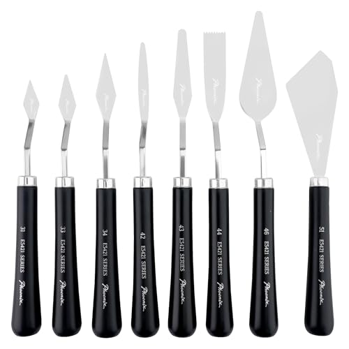 PHOENIX Flexible Palette Knife Set - 8 Stainless Steel Painting Knives with Gift Box, Art Knife with Wood Handle, Paint Spatula for Oil Acrylic Paint