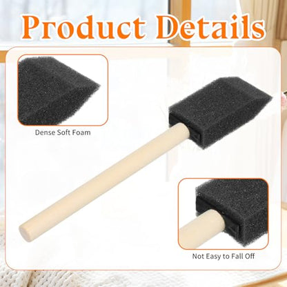 Thinp 1" Foam Paint Brushes, 5 Pcs Sponge Paint Brush Lightweight & Durable Foam Brushes Sponge Brush for Painting Craft Staining Varnish Touch Up (Black)