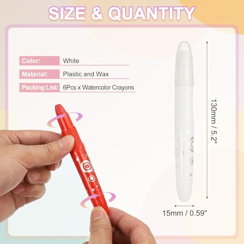 PATIKIL Watercolor Gel Crayon, 6Pcs Washable Twist Crayons for Coloring, Drawing, Painting, White (5.2x0.59) - color: White