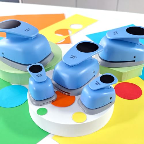 Circle Punch, Blue Paper Punch,5 Sizes Creative Circle Hole Punch Cutters for Paper Crafts, Cardstock, Gift Wrapping, Scrapbook Tools Cards,Arts Fun Projects,Like Christmas and Birthday Gifts,etc.