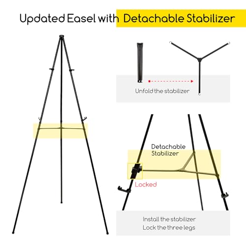 MEEDEN Metal Easel Stand for Painting: 63" Art Easel Sign Stand with Bag | 2 Pack Portable Foldable Instant Tripod Display - Sign Stand for Wedding, Painting Canvas, Presentations, Posters - size: 2-PACK