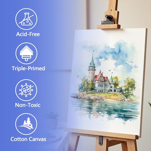 FUMILE 12x16 Canvas for Painting Stretched, 12 Pack Canvases for Painting-5/8 in Profile Primed White Blank Painting Canvas Value Pack for Oil & Acrylic Paint - size: 12x16 in