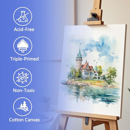 FUMILE 12x16 Canvas for Painting Stretched, 12 Pack Canvases for Painting-5/8 in Profile Primed White Blank Painting Canvas Value Pack for Oil & Acrylic Paint - size: 12x16 in