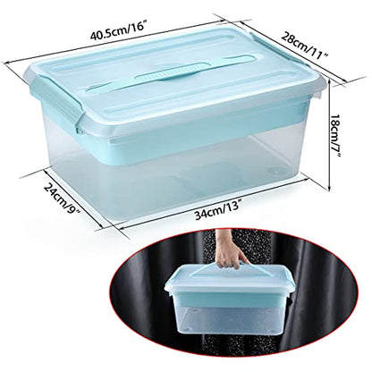 BTSKY Stack & Carry Box, Clear Plastic Storage Container Stackable Home Utility Box with Removable Tray Multi-Purpose Storage Bin for Organizing Stationery, Sewing, Art Craft Supplies(Blue) | Stackable Home Utility Box Multi-Purpose Storage Bin for Organi