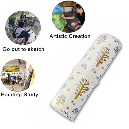 Paint Brush Holder Storage 20 Slots,Art Brush Roll Canvas Pouch,Roll Up Brush Bag Case,Paint Storage Canvas Pouch for Watercolor Gouache