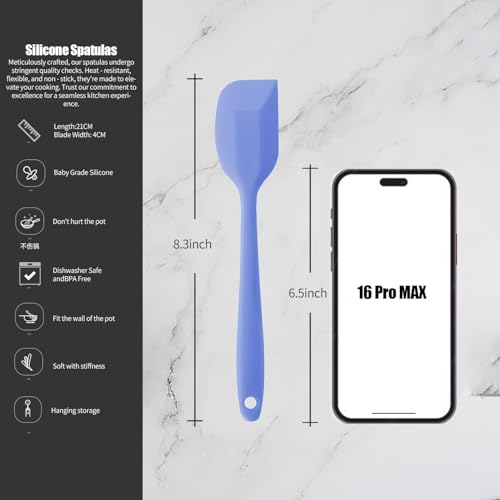 4 Pcs Silicone Spatulas Rubber Spatula Small Spatula,8 Inch Baking Mini Spatula Mixing Tool for Nonstick Cookware Cooking - color: Green Pink Yellow Blue