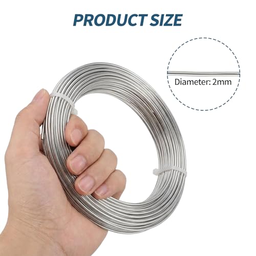 14 Gauge Aluminum Craft Wire,66 Ft Silver Metal Wire for Jewelry and DIY Projects,Bendable Metal Wire for Sculpting, Frames, and Bonsai Training - size: 14 Gauge 66 Ft