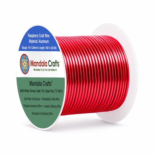 Mandala Crafts 16 Gauge Raspberry Anodized Aluminum Craft Wire, 100 FT - color: Raspberry, size: 16 Gauge