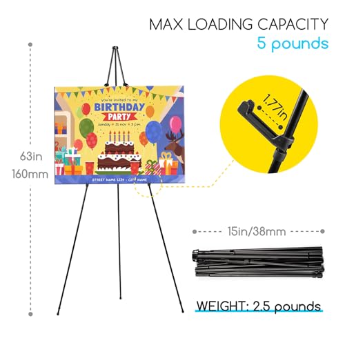 MEEDEN Metal Easel Stand for Painting: 63" Art Easel Sign Stand with Bag | 2 Pack Portable Foldable Instant Tripod Display - Sign Stand for Wedding, Painting Canvas, Presentations, Posters - size: 2-PACK