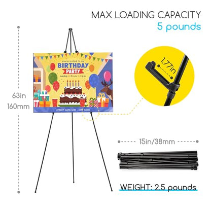 MEEDEN Metal Easel Stand for Painting: 63" Art Easel Sign Stand with Bag | 2 Pack Portable Foldable Instant Tripod Display - Sign Stand for Wedding, Painting Canvas, Presentations, Posters - size: 2-PACK