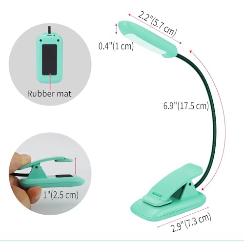BIGMONAT Rechargeable Book Reading Light, Portable Bendable Neck, Brightness Adjustable with Eye Care Reading, Warm & White LEDs, Perfect for Kids, Bed Headboard & Travel (Blue, 1Pack) - color: 1Pack - Blue