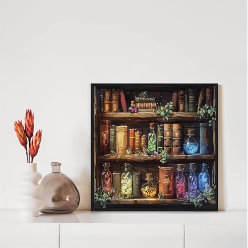 Book Diamond Art Kits for Adults, 5D Book Diamond Painting for Beginners | Diamond Dot, Bookshelf Dimond Art Paintings Kit, Small Gem Painting Kit, Crafts for Adults, Home Wall Decor Gifts (12x12inch) - color: QY018