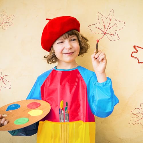 Zkptops Kid Art Smocks Waterproof Kids Painting Aprons Toddler Art Smock Kids Paint Smock with Long Sleeve 3 Roomy Pockets for Age 3-7 Years(Red) - color: Y 1 Pack Red