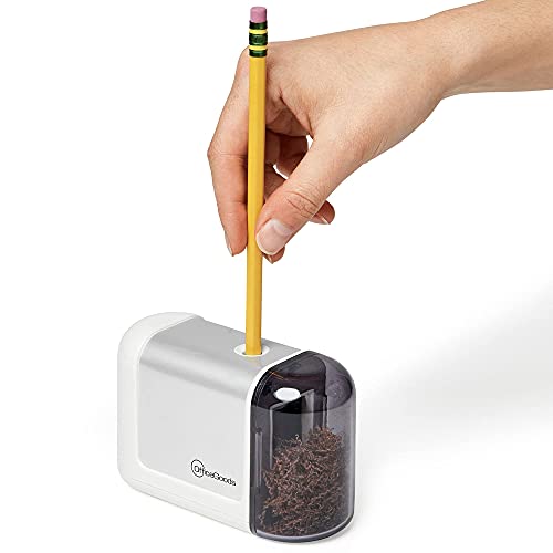 OfficeGoods Mini-Pro Electric Pencil Sharpener, Cordless, White - color: White