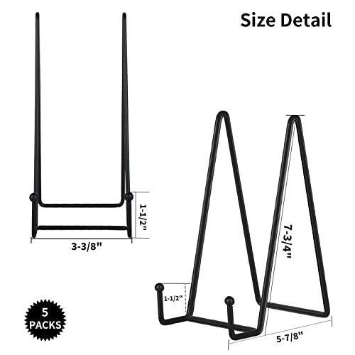 IBosins 5-Pack 8-Inch Plate Holder Display Stands Black Metal Frame Stand - color: Black, size: 8 Inch