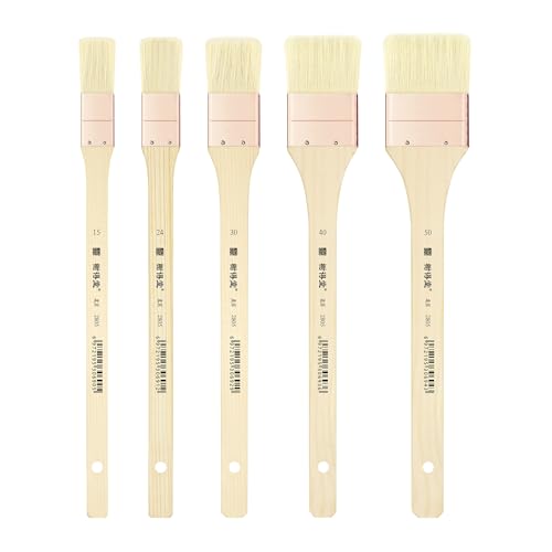 XDT#2805 Hake Brush 5Pc Set-Flat Watercolor Brush with Goat Hair– Ideal for Painting and Broad Strokes - size: Goat 5Pc