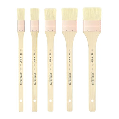 XDT#2805 Hake Brush 5Pc Set-Flat Watercolor Brush with Goat Hair– Ideal for Painting and Broad Strokes - size: Goat 5Pc