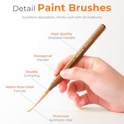 Nicpro 24 PCS Extreme Miniature Paint Brushes,Fine Micro Model Detail Brush - size: 24 PCS
