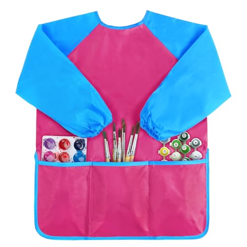 Kopokita Kids Art Smock, Toddlers Painting Apron Children Artist Smock - color: Hot Pink