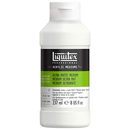 Liquitex Professional Fluid Medium, 237ml (8-oz), Ultra Matte Medium | Dramatically Reduces Surface Gloss, No Sheen, Maintains Paint Opacity, Economically Extends Opaque Color to Double Amounts - color: Ultra Matte, size: 8 Fl Oz (Pack of 1), style: 8-oz