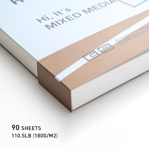 HIMI Mix Media Paper Pad 9X12''(180g/m²) 90 Sheets Mix Paper Pad, Side Wire Bound, Fine Texture, in Gouache Acrylic Art Pad for Sketching, Ink Sketch Book, Art Supplies Drawing Pad Gift (Blue) - color: Blue