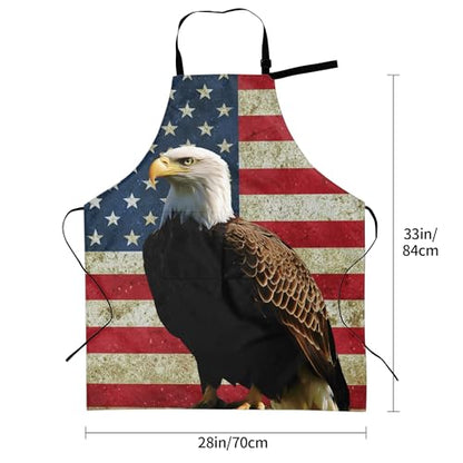 Art Apron with Pocket for Women Men | Kitchen Aprons Chef Apron for Cooking Baking BBQ Painting Gardening - color: Retro Flag Art
