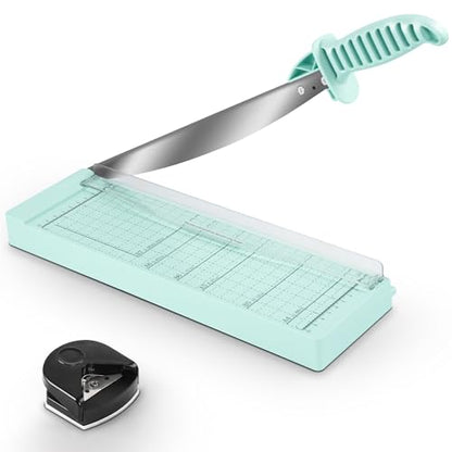 MAKEASY Paper Cutter 12 Inch, Guillotine Paper Cutter with 8 Sheet Capacity, Heavy Duty Paper Cutter for Cardstock, Paper Trimmer for Crafting, Classroom and Office, Green - color: Green