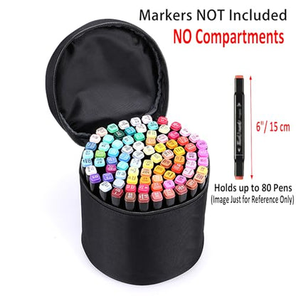 BTSKY Multifunction Marker Case - Zippered Canvas Pen Bag for 80 Markers