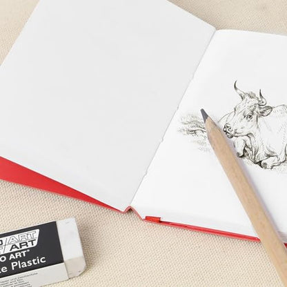 Pro Art Premier Sketch Book Travel 4"x 3" White 74lb Red 80 Sheets, Sketch Book, Sketchbook, Drawing Pad, Pad, Drawing Paper, Art Book, Paper, Sketchbook for - color: 3x4 Red