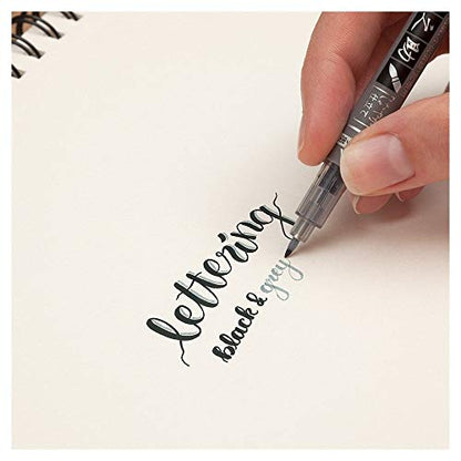 Tombow 82040 Fudenosuke Brush Pen, Twin Tip, Black/Gray Fudenosuke Brush Pen for Calligraphy and Art Drawings - style: Twin Tip