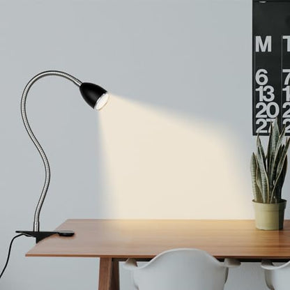 LALISU Desk lamp Eye-Caring Table Lamps, 360°Rotation LED Desk Clip Lamp - color: Black with Dimmer