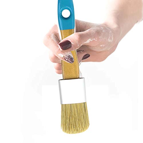 MAXMAN Chalk Paint Brush Set, Small Wax & Stencil Brushes, Professional Natural Bristle Brushes for All Furniture Paints, No Shedding - size: 2PCS-Small