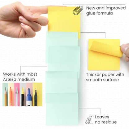 ARTEZA Sticky Notes 3x3 inches, 48 Sticky Pads, Bulk Sticky Note Pads, Assorted Multicolor Self-Adhesive Notes
