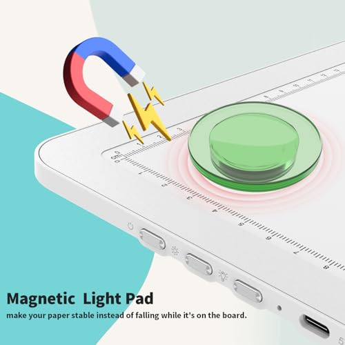Elice Rechargeable A3 Light Pad with Carry Bag, Magnetic LED Light Board with Physical Button, Super Bright Diamond Art Light Pad, Ultra-Thin Light Box for Tracing, Weeding, Diamond Painting -White - color: White, size: A3 with Carry Bag
