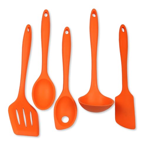 Chef Craft Premium Silicone Kitchen Tool and Utensil Set, 5 Piece, Orange - color: Orange, size: 5 Piece Set