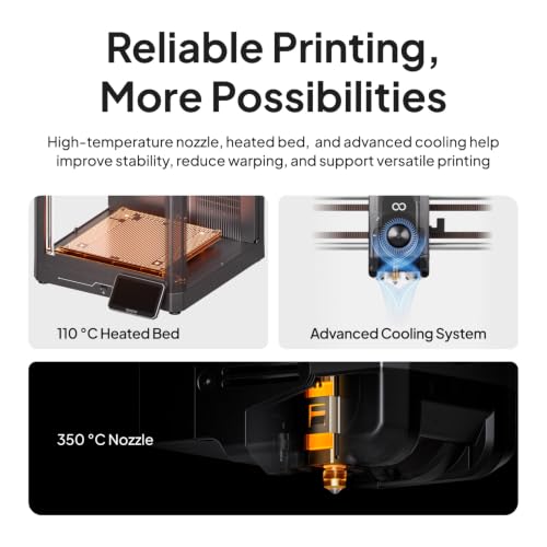 ELEGOO Centauri 2 CoreXY 3D Printer, 500mm/s High-Speed Printing with Smooth Print Quality, Full Auto Calibration, 350°C High-Temp Nozzle, 256x256x256mm Build Volume for Beginners & Makers - size: Centauri 2