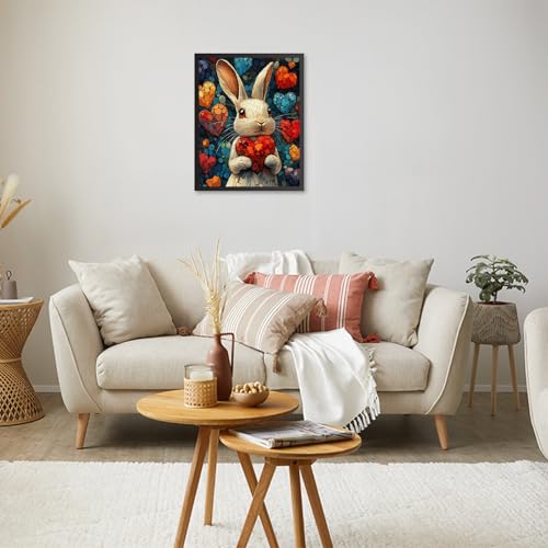 RICUVED Easter Paint by Numbers for Adults, Rabbit Paint by Numbers Kit for Adults Beginners, Heart DIY Acrylic Oil Painting on Canvas Easy for Gift Home Wall Decor 16x20 Inch - color: SO006