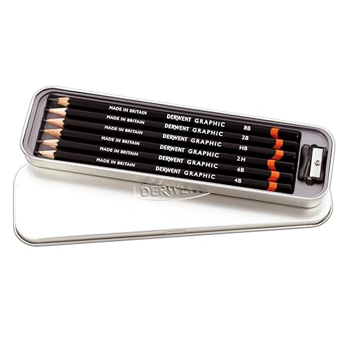 Derwent Graphic Pencils, Includes Tin and Sharpener, Set of 6 (0700835) (1951727) - size: 6 Count (Pack of 1)