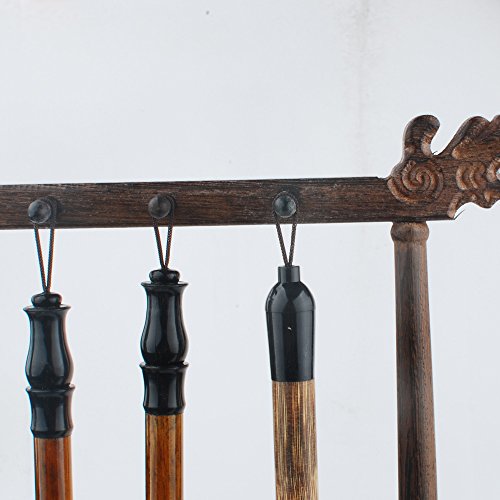 NWFashion Wood Carving Calligraphy Sumi Brush Hanger Calligraphy Rosewood Stand Shelf 12pins Chinese Brush Holder … (6 Brush+Holder) - color: 6 brush+holder