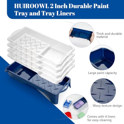 2 Inch Small Paint Roller Kit, 3/8” Nap, 15 Pack | Microfiber Paint Roller Covers, Paint Tray with Liner, Foam Brush, for small spaces, Windows, Cabinets, Walls and touch-ups
