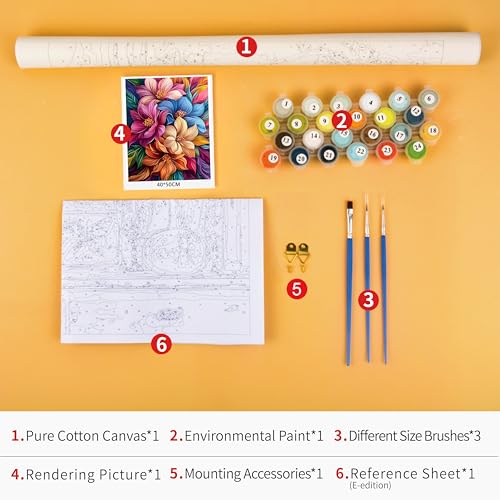 TUMOVO Flowers Paint by Numbers Kit for Adults - color: Flowers