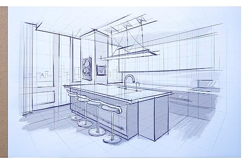 Koala Tools - 40-Page Drawing Pad for 2-Point Perspective, Room Grid Sketch Pad with 3D Virtual Walls Design, Gridded Graph Paper for Interior Room Design, Industrial, Architectural 11 x 17 inches - size: 2 Point Room - 11 x 17