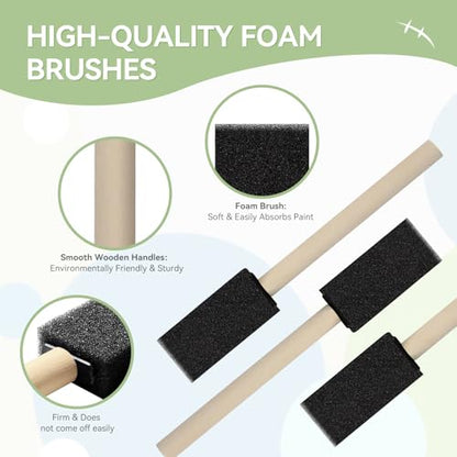 20 Pcs Foam Paint Brushes, 1'' Sponge Paint Brush, Foam Brushes for Painting, Craft, Staining, Varnish, Touch Up - size: 20 Packs 1 inch