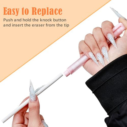 BAYTORY 4Pcs Retractable Mechanical Eraser Pen, Pen Style Erasers | with 8Pcs Refill Erasers, Eraser Pen for Office Teacher Supplies for Sketching, Charcoal Drawings (Retractable Style)