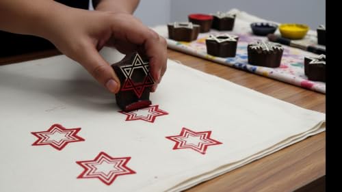 CraftsofIndia® Stylish Elegant Five Stars Wooden Blocks Stamps for Printing on Textiles, Pottery Crafts,Henna, Scrapbooking (Set of 5) - size: Pack # 103
