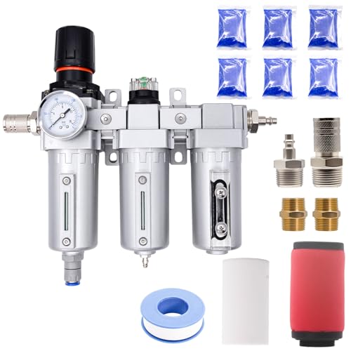 3/4" NPT Industrial Air Dryer for Compressor, 3 Stage Auto Drain | Air Compressor Water Separator with 0-240 PSI Air Regulator, Particulate Filter, Coalescing Filter and Desiccant Dryer - style: 3 Stage