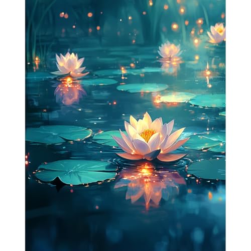 Craftoria Paint by Numbers for Adults 40"x50"cm NO Framed Peaceful Lily Waters 36 Colors - color: Peaceful Lily Waters - 36 COLORS, size: NO Frame