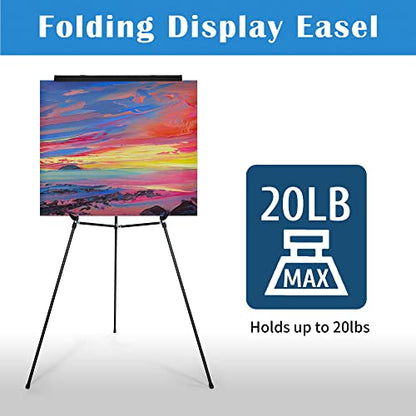 Falling in Art 63 1/2'' Aluminum Flip Chart Presentation Easel,2 Pack | Lightweight Easel Stand with Adjustable Floor for Boardroom, Whiteboard, Paper Pads, Signage, Black - style: Black 2-Pack